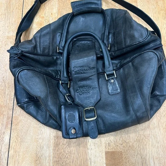 Vintage Black Leather Weekender Bag - Picture 2 of 5